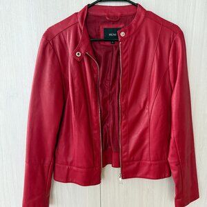 Prüne Red Faux Leather Moto Jacket – Size S (sale ends today)